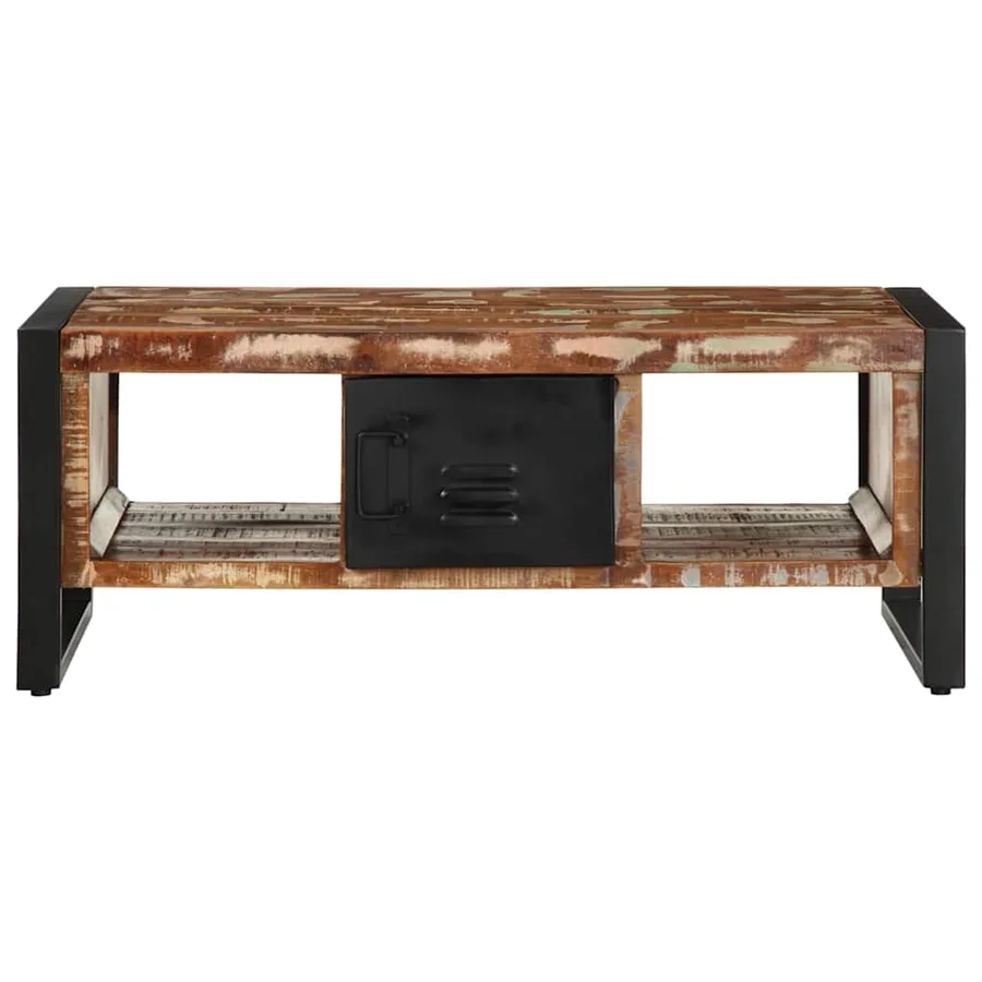 Table basse multicolore 90x50x36 cm bois de récupération massif - 3