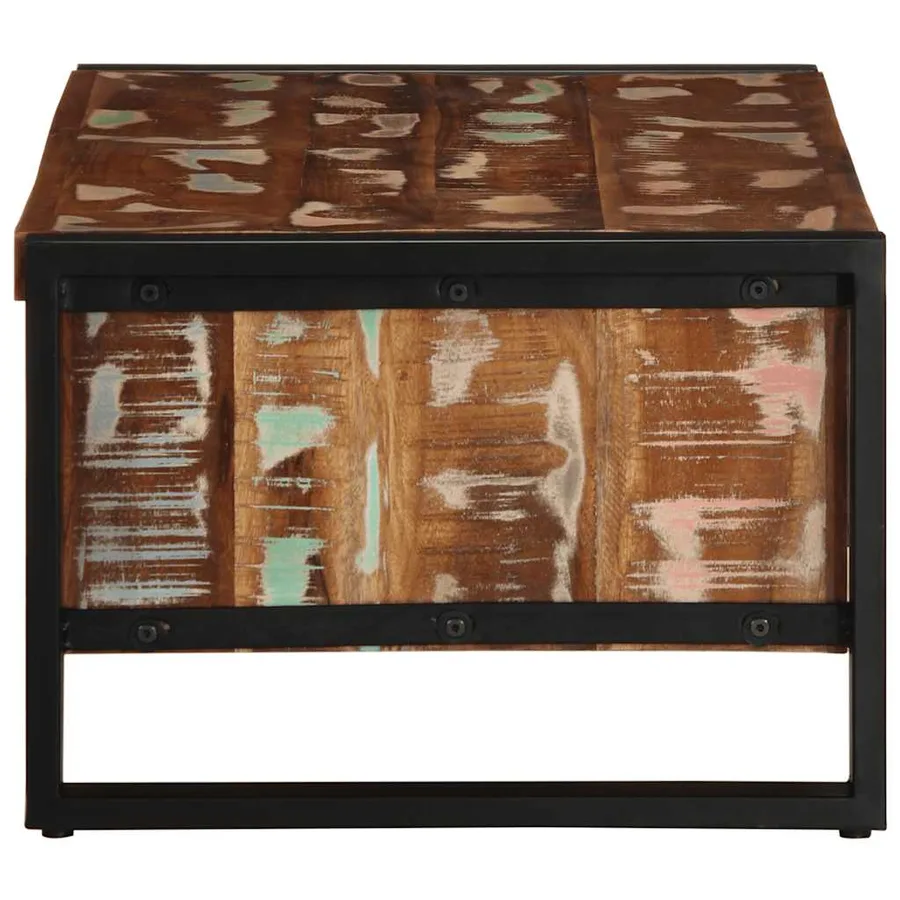 Table basse multicolore 90x50x36 cm bois de récupération massif - 4