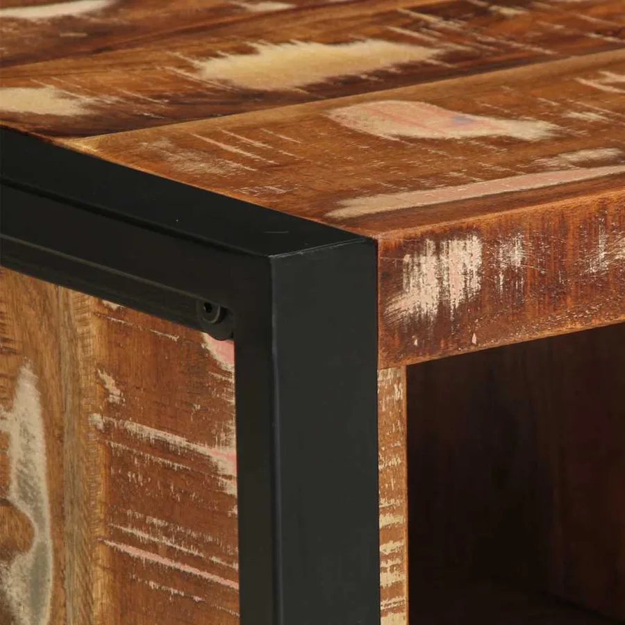 Table basse multicolore 90x50x36 cm bois de récupération massif - 6
