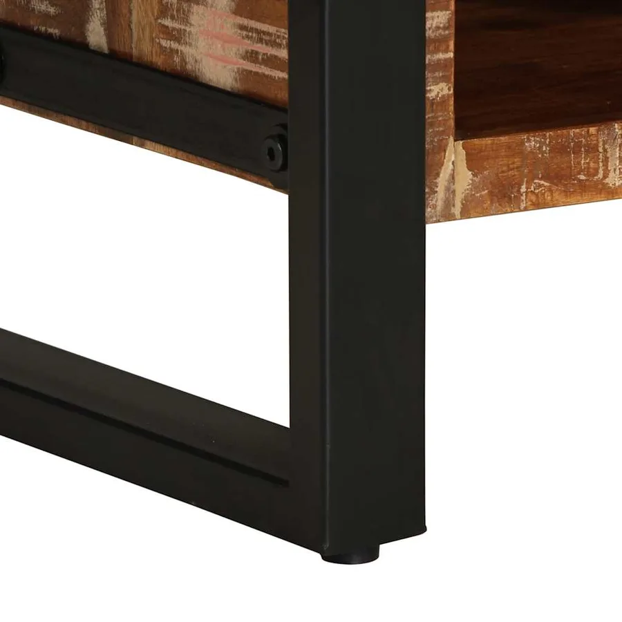 Table basse multicolore 90x50x36 cm bois de récupération massif - 8