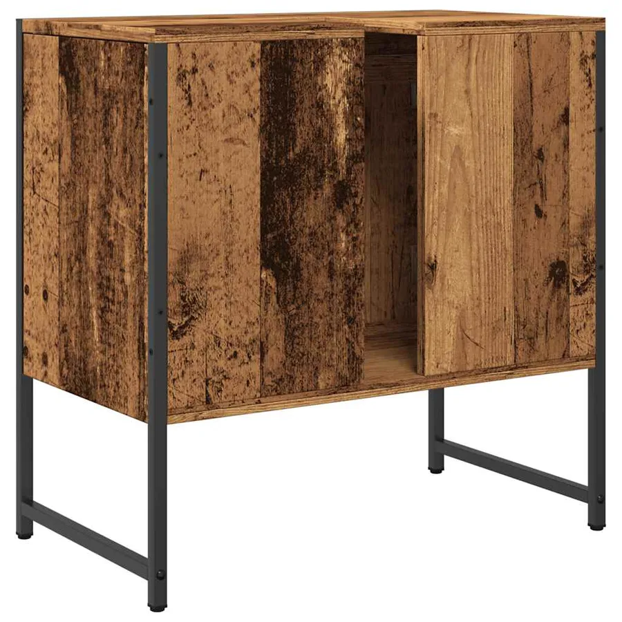 Armoire lavabo de salle de bain vieux bois 60x33x60 cm - 6