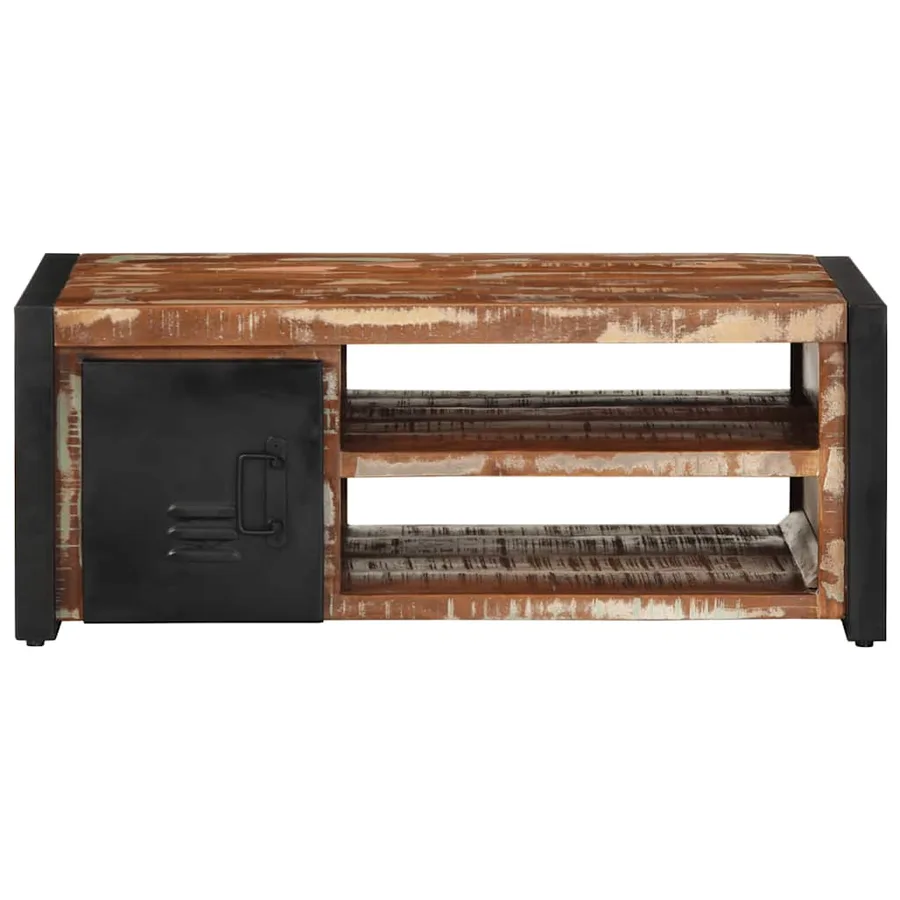 Table basse multicolore 90x50x36 cm bois de récupération massif - 5