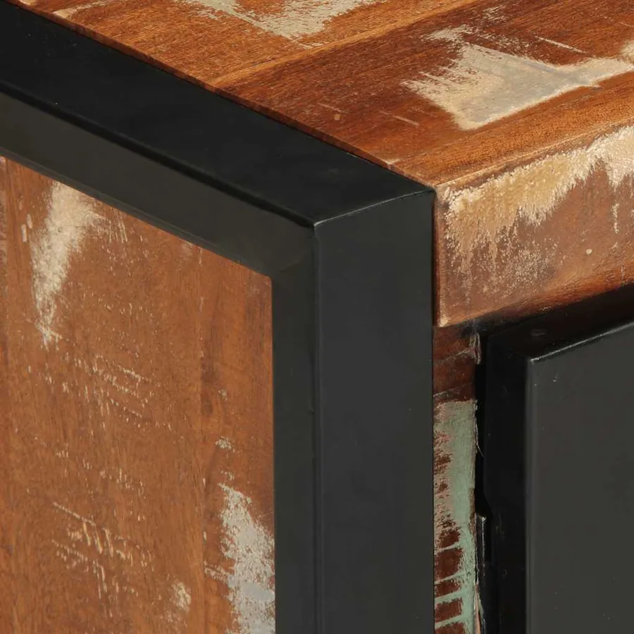 Table basse multicolore 90x50x36 cm bois de récupération massif - 8