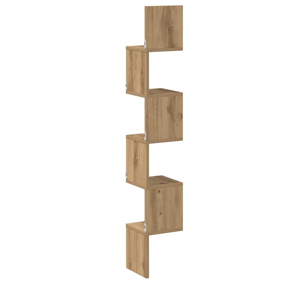 Étagère d'angle murale chêne artisanal 20x20x127,5 cm - 6