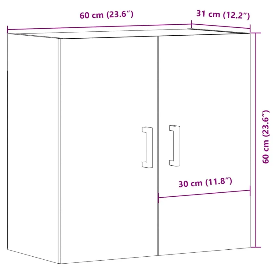 Armoire murale vieux bois 60x31x60 cm bois d'ingénierie - 11