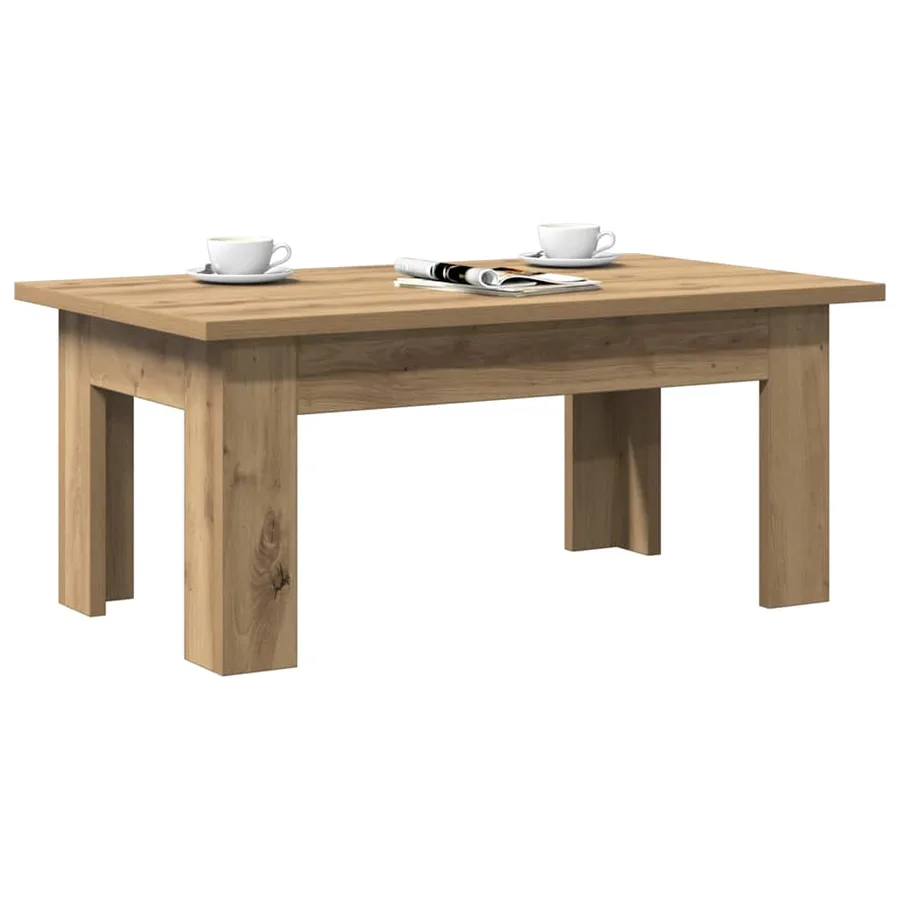 Table basse chêne artisanal 100x60x42 cm bois d'ingénierie - 3