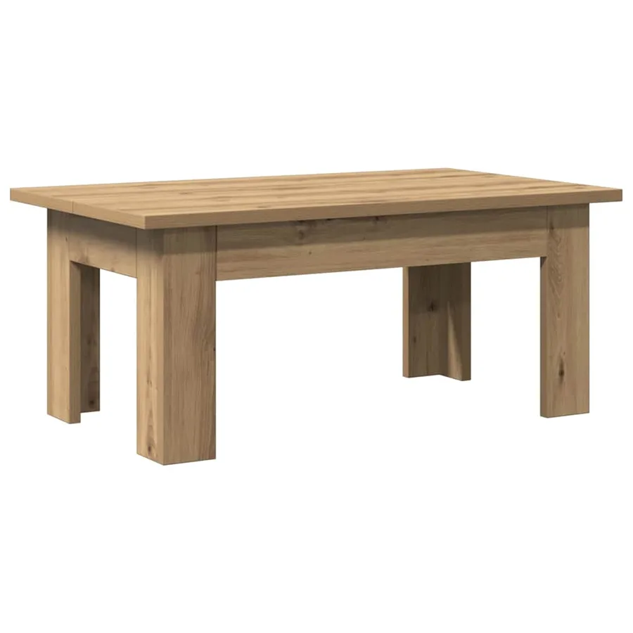 Table basse chêne artisanal 100x60x42 cm bois d'ingénierie - 6