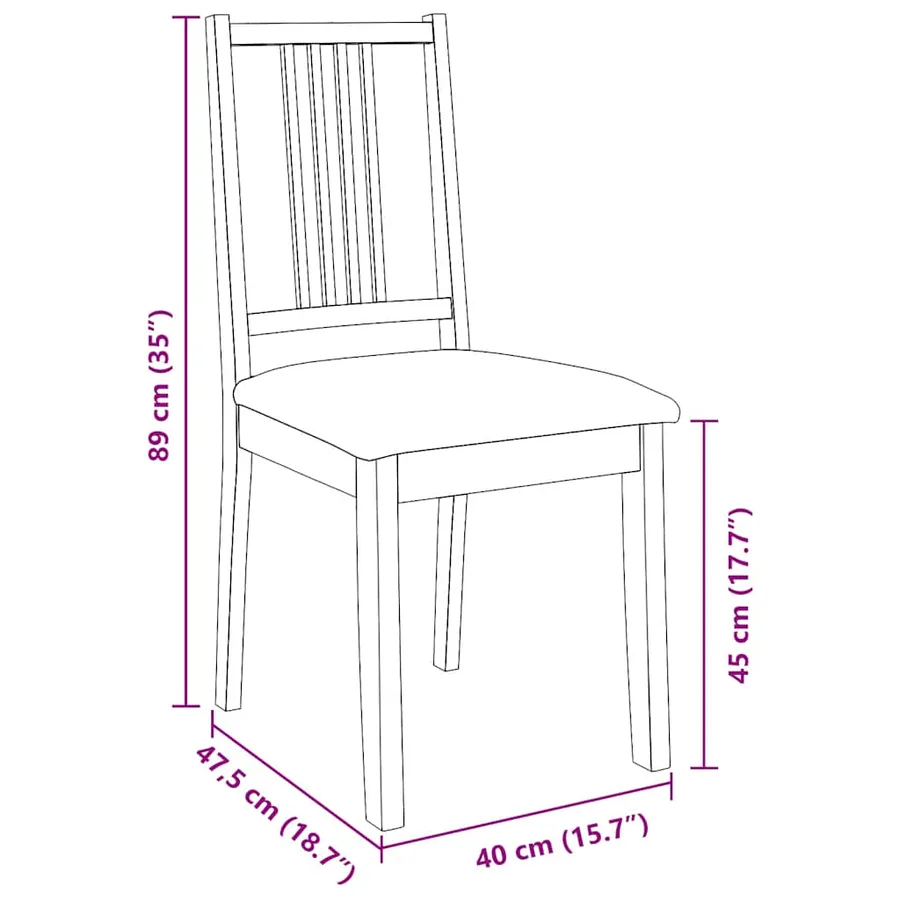 Chaises à manger coussins 2 pcs naturel bois massif caoutchouc - 11