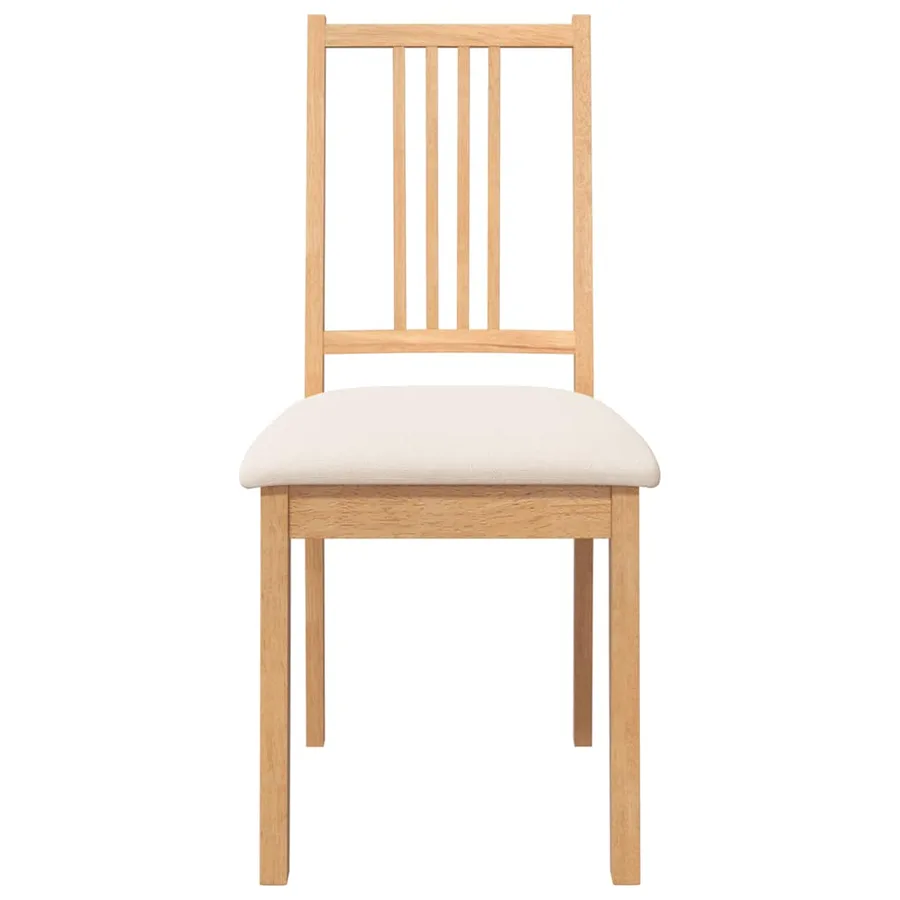 Chaises à manger coussins 2 pcs naturel bois massif caoutchouc - 5