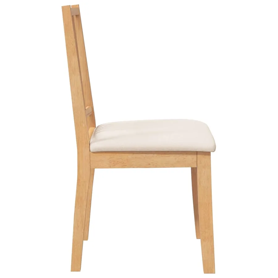 Chaises à manger coussins 2 pcs naturel bois massif caoutchouc - 6