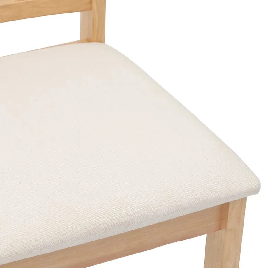 Chaises à manger coussins 2 pcs naturel bois massif caoutchouc - 8