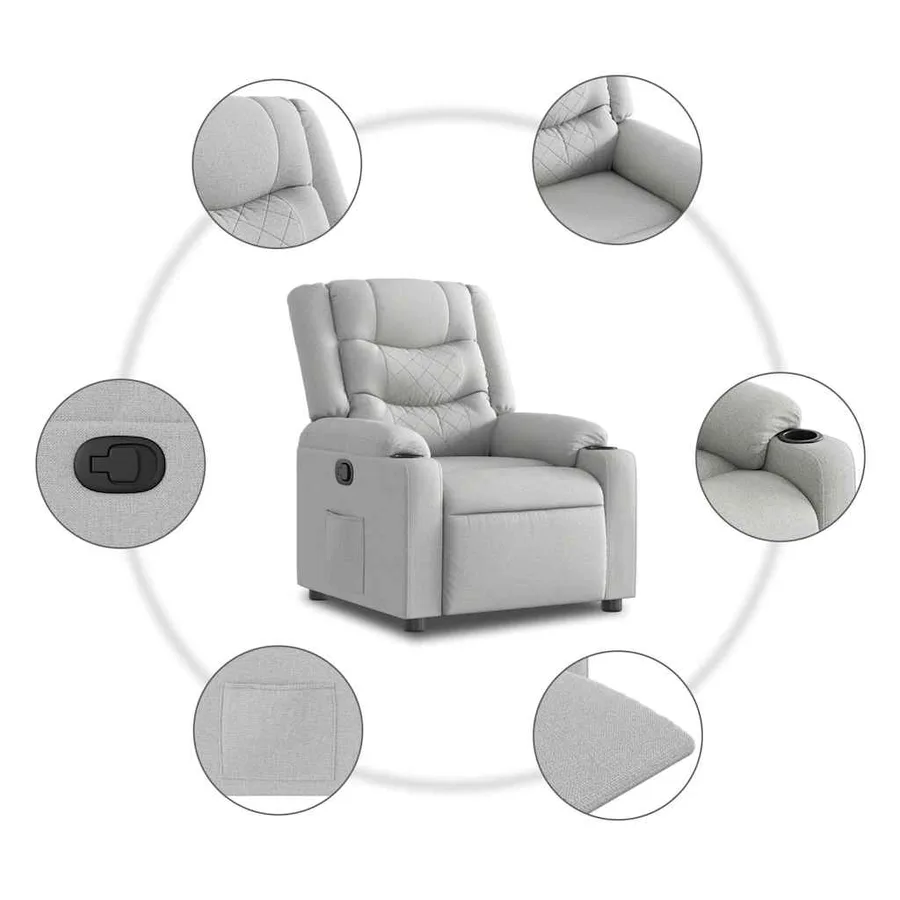 Fauteuil inclinable gris nuage tissu - 10