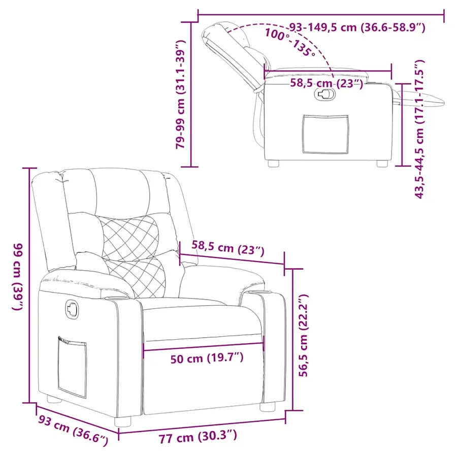 Fauteuil inclinable gris nuage tissu - 12