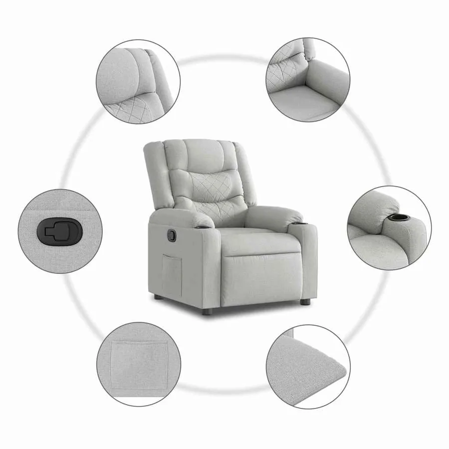 Fauteuil inclinable gris nuage tissu - 7