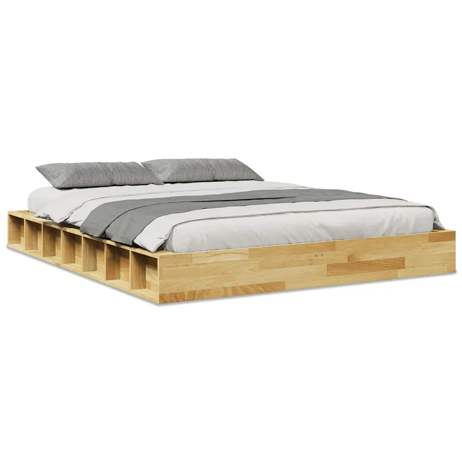 Cadre de lit sans matelas 160x200 cm bois massif de chêne - 2