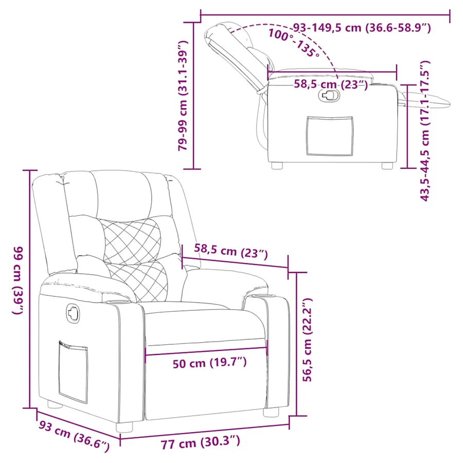 Fauteuil inclinable Marron Tissu - 11
