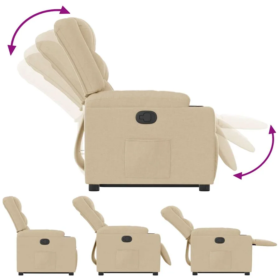 Fauteuil inclinable Crème Tissu - 10