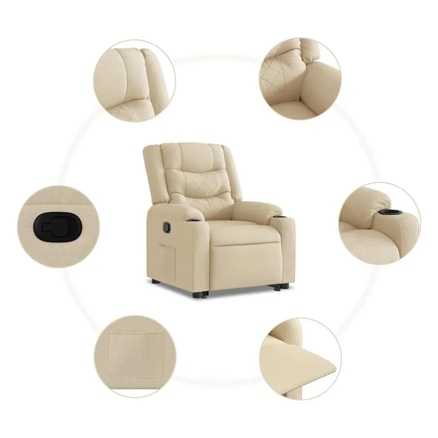 Fauteuil inclinable Crème Tissu - 13