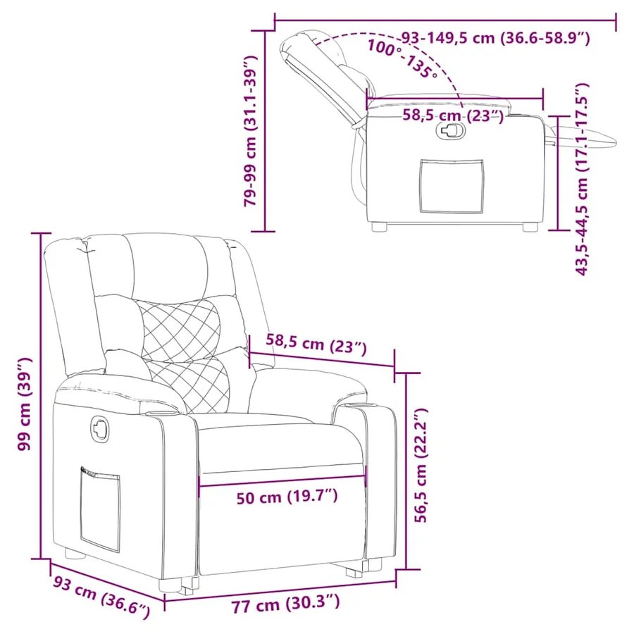 Fauteuil inclinable Crème Tissu - 16