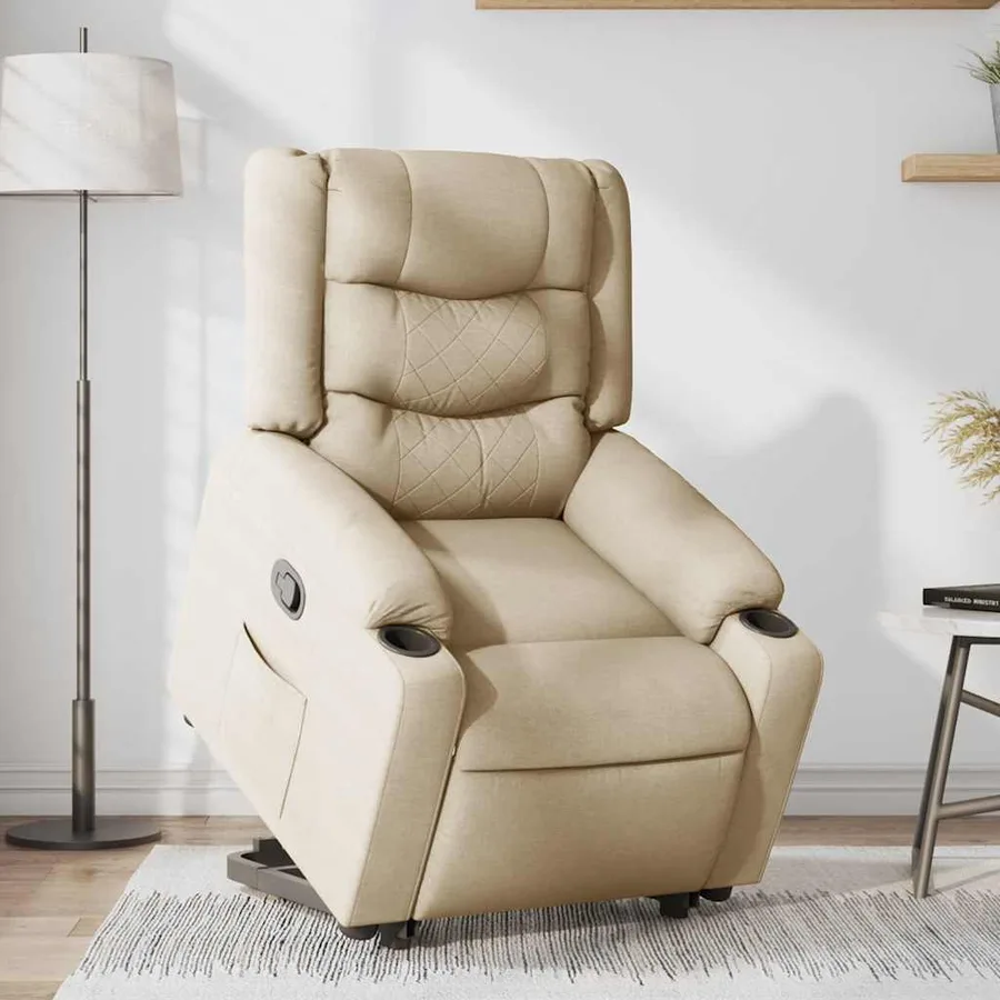 Fauteuil inclinable Crème Tissu - 3