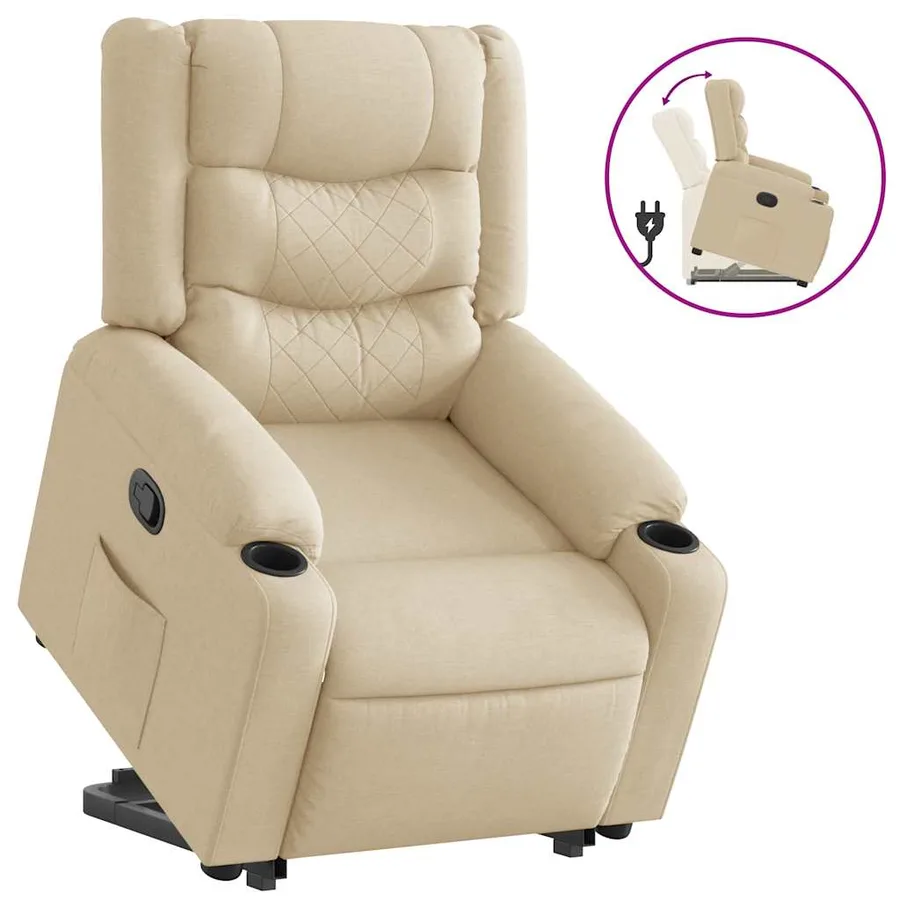 Fauteuil inclinable Crème Tissu - 4