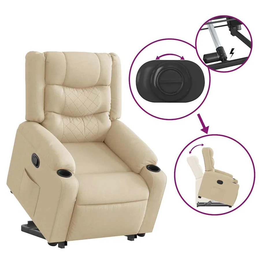 Fauteuil inclinable Crème Tissu - 9