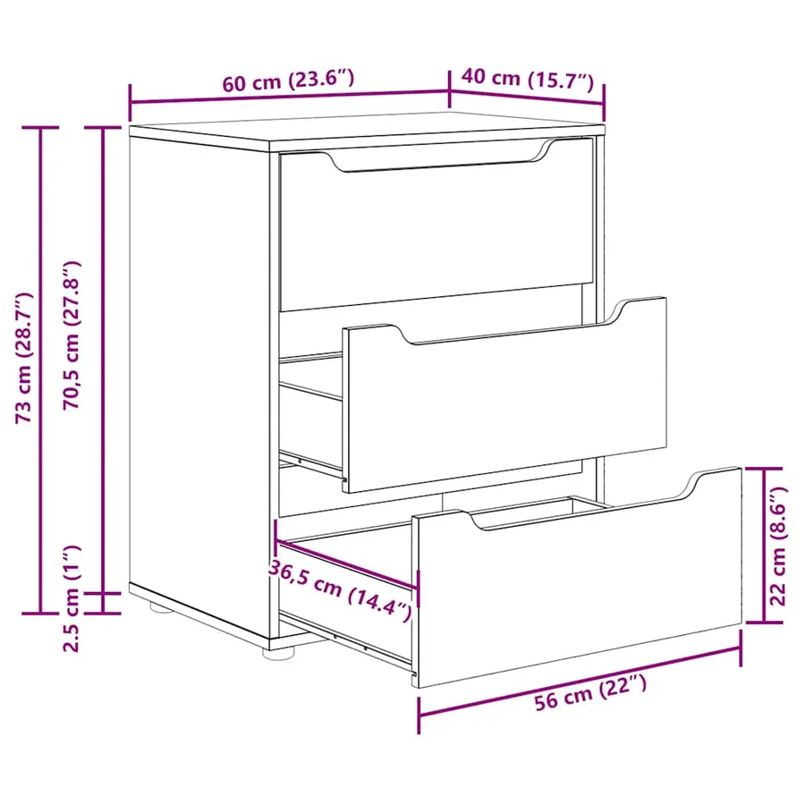 Buffet VISNES blanc 60x40x73 cm bois d'ingénierie - 12