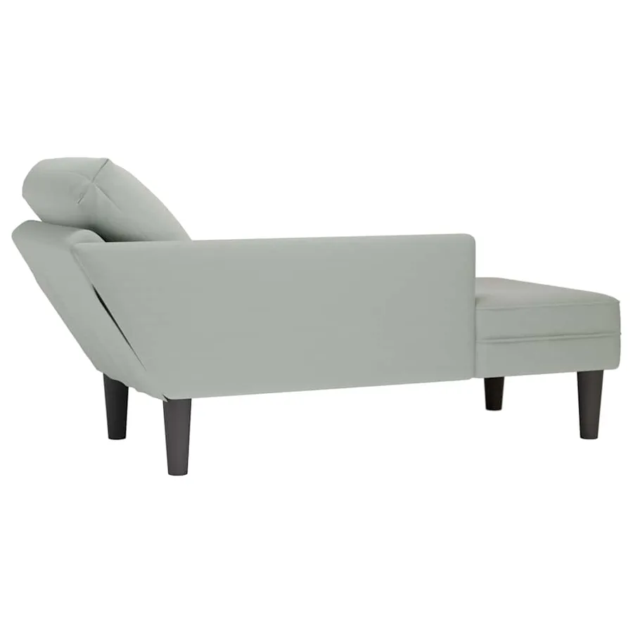 Fauteuil long et coussin et accoudoir droit gris clair velours - 6
