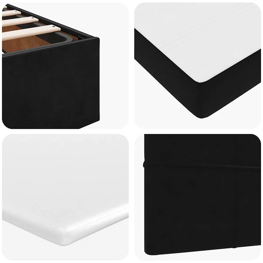 Cadre de lit ottoman avec matelas noir 100x200cm velours - 14