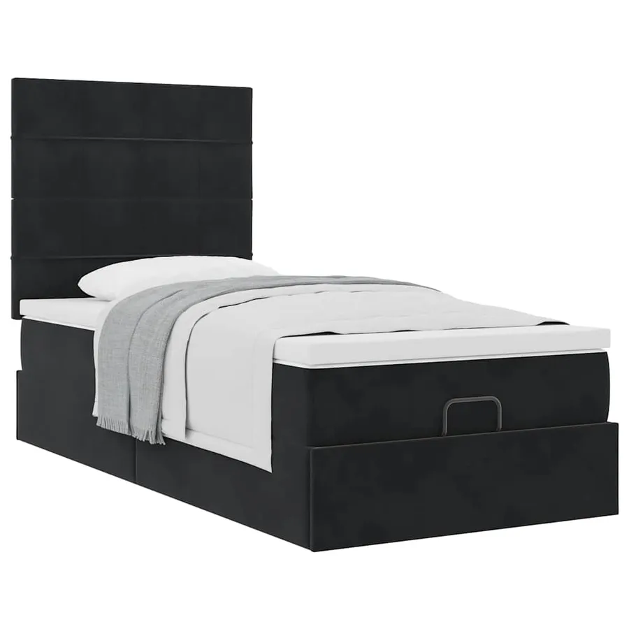 Cadre de lit ottoman avec matelas noir 100x200cm velours - 5