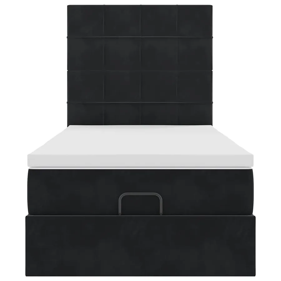Cadre de lit ottoman avec matelas noir 100x200cm velours - 7