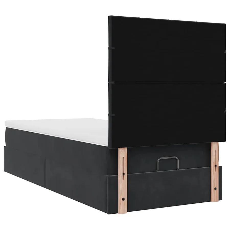 Cadre de lit ottoman avec matelas noir 100x200cm velours - 9