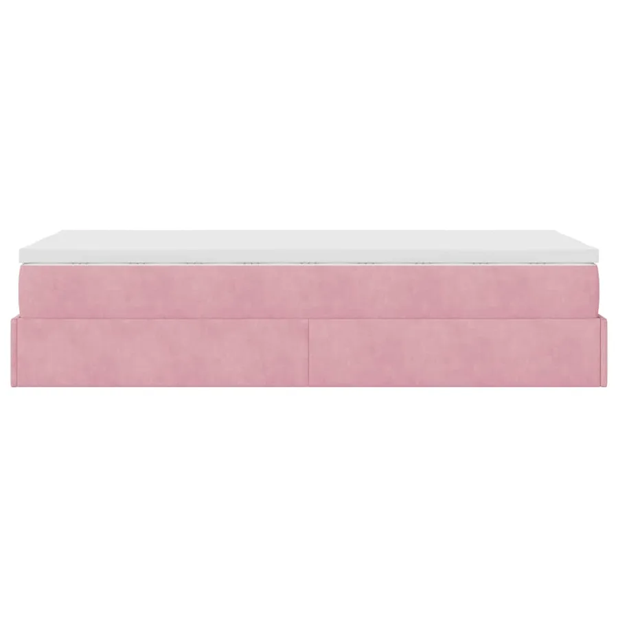 Cadre de lit ottoman avec matelas rose 100x200 cm velours - 9
