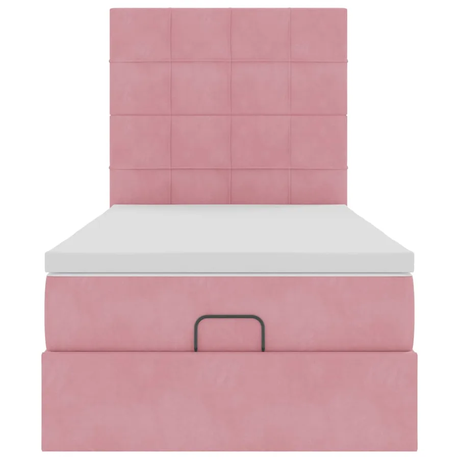 Cadre de lit ottoman avec matelas rose 100x200 cm velours - 8