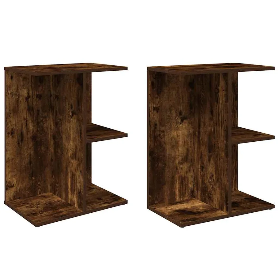 Tables de chevet 2pcs chêne fumé 46,5x29x61cm bois d’ingénierie - 2