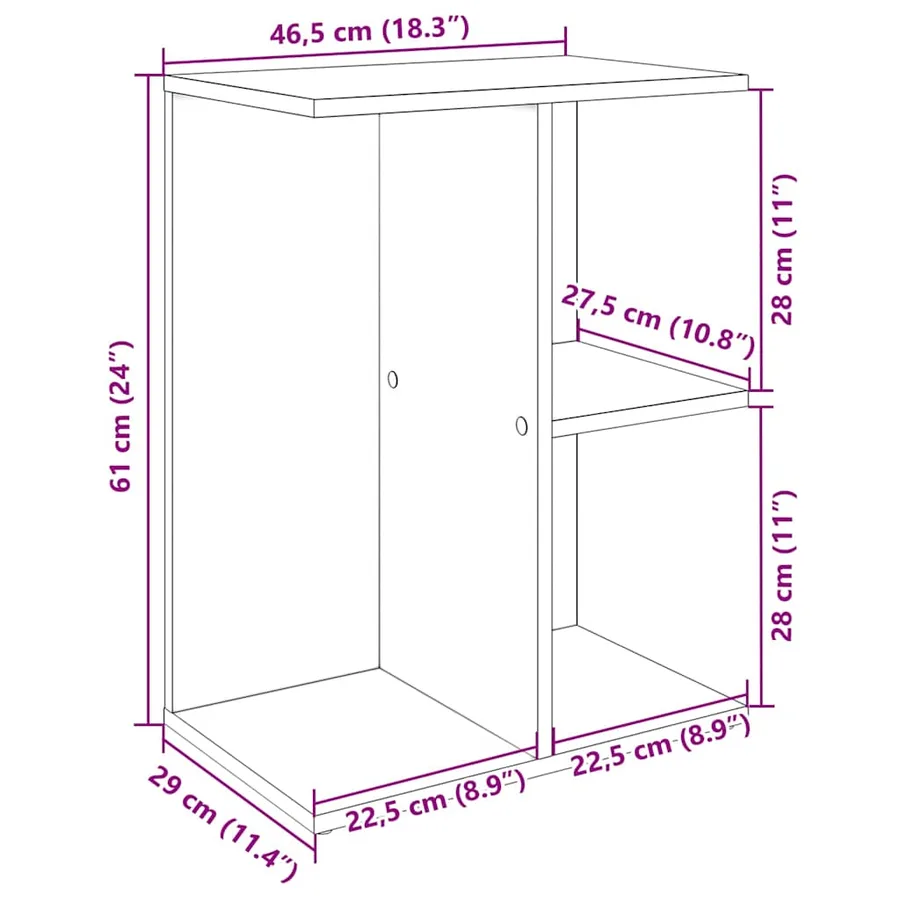 Tables de chevet 2 pcs chêne artisanal bois d'ingénierie - 11