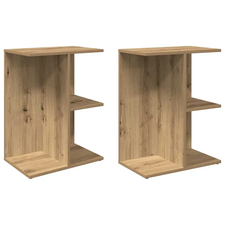 Tables de chevet 2 pcs chêne artisanal bois d'ingénierie - 2