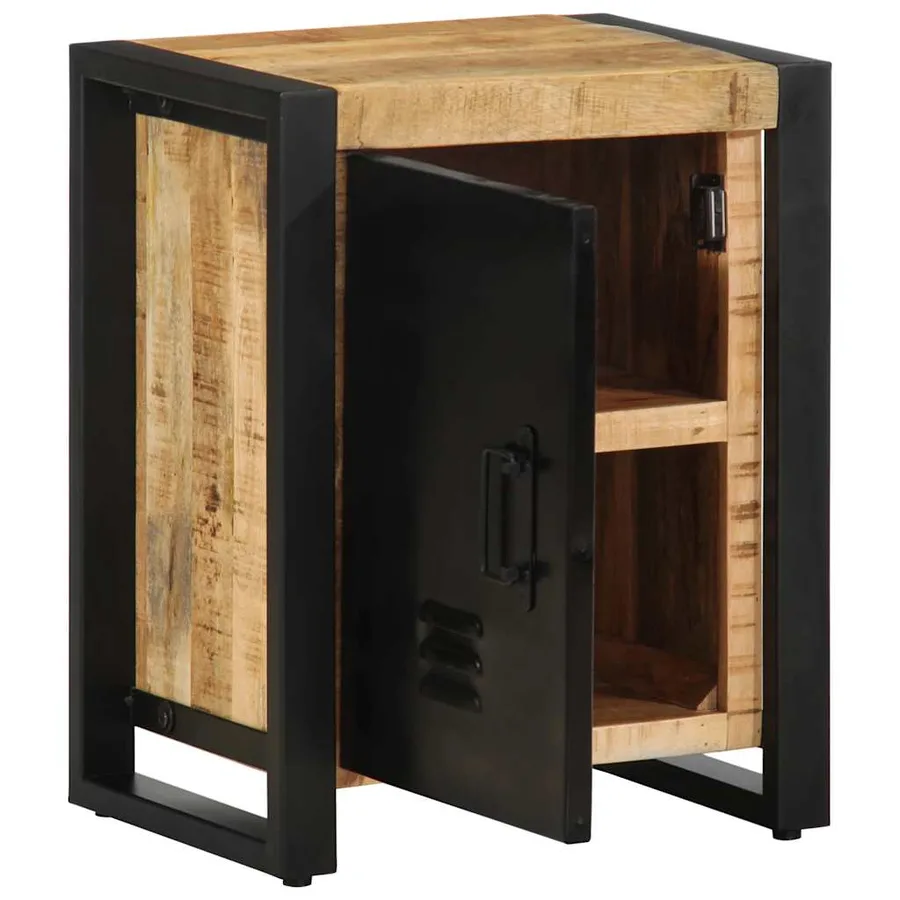 Table de chevet 40x30x51 cm bois massif de manguier brut - 5