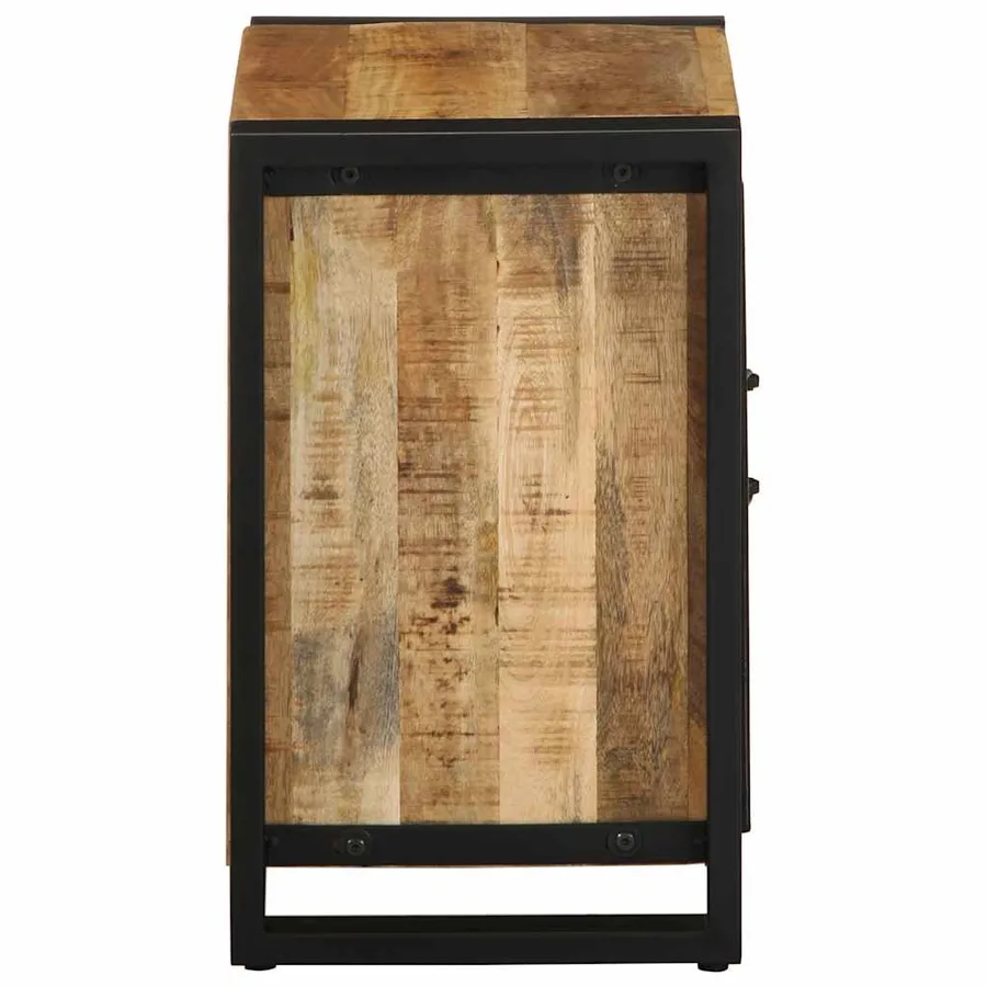 Table de chevet 40x30x51 cm bois massif de manguier brut - 6