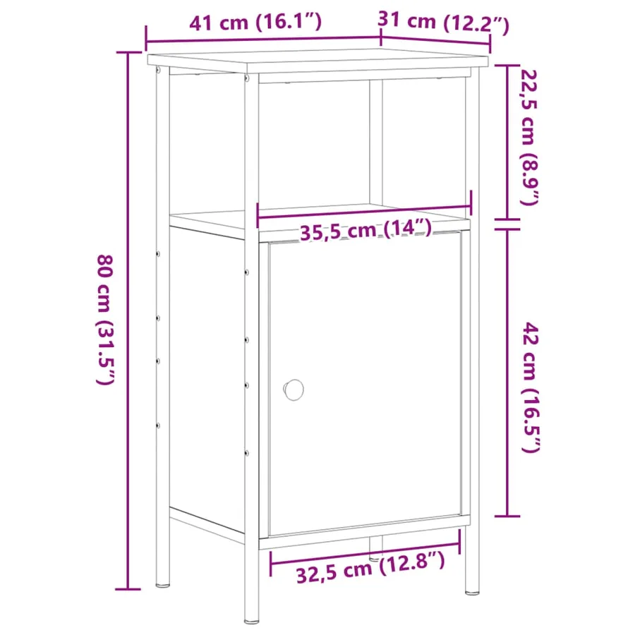 Tables de chevet 2 pcs vieux bois 41x31x80 cm bois d'ingénierie - 12