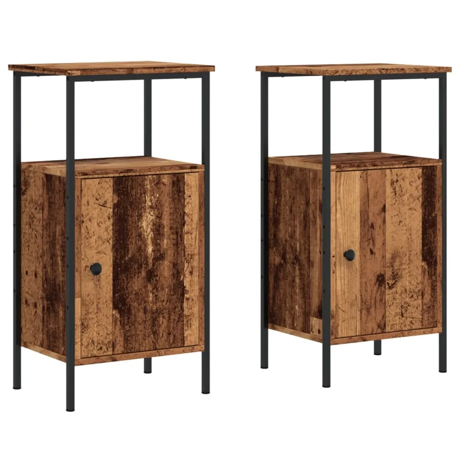 Tables de chevet 2 pcs vieux bois 41x31x80 cm bois d'ingénierie - 2