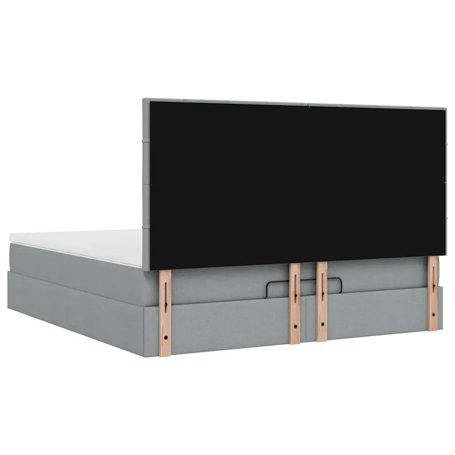 Cadre de lit ottoman et matelas gris clair 160x200cm tissu - 12