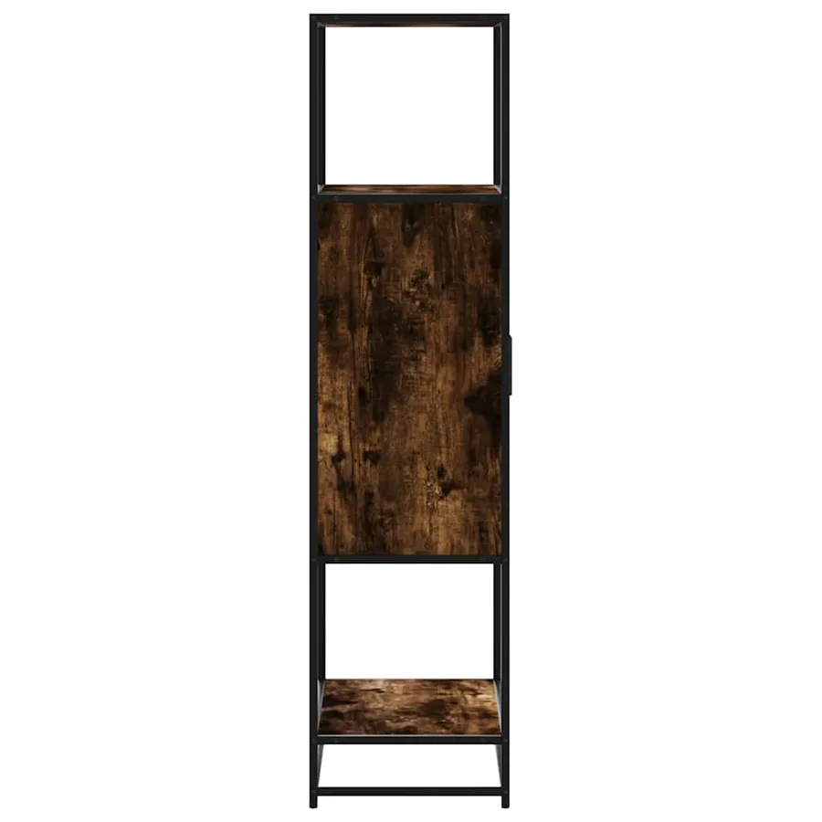 Buffet haut chêne fumé 68x35x139 cm bois d'ingénierie métal - 5