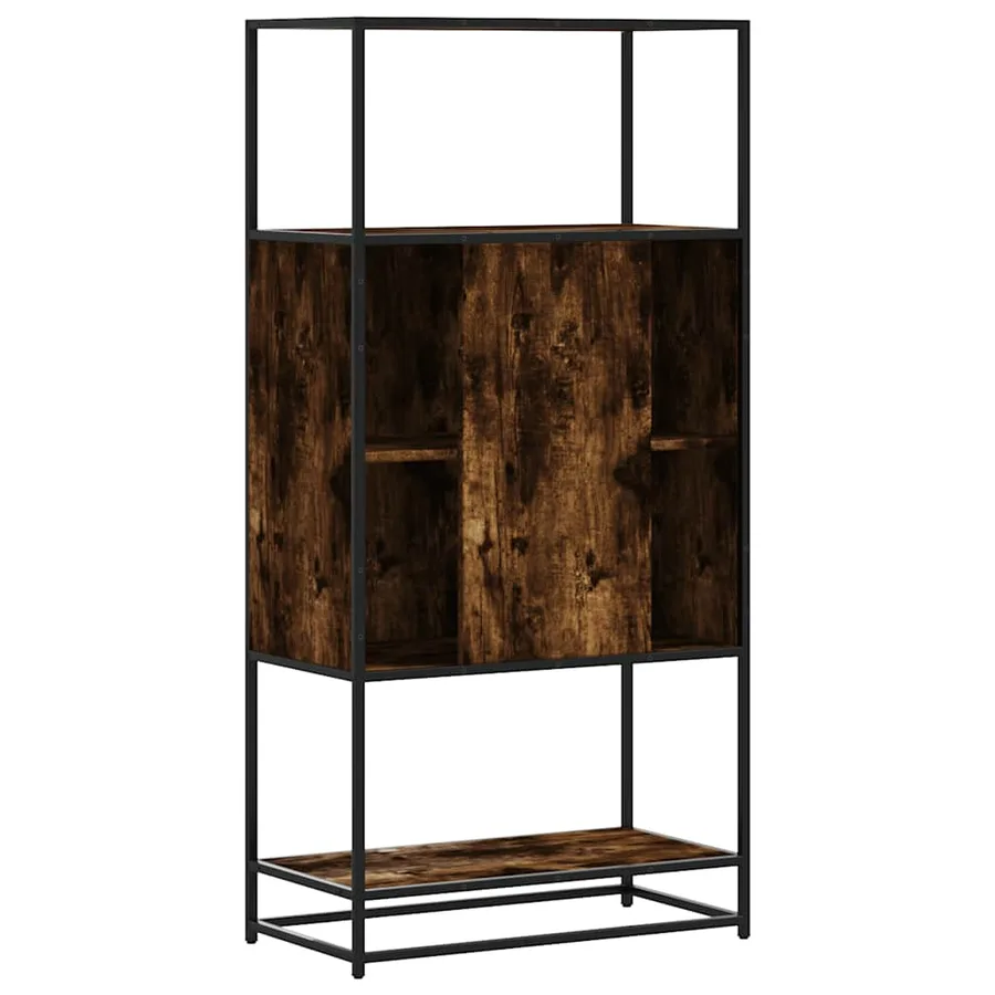 Buffet haut chêne fumé 68x35x139 cm bois d'ingénierie métal - 6