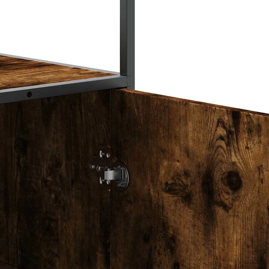Buffet haut chêne fumé 68x35x139 cm bois d'ingénierie métal - 8