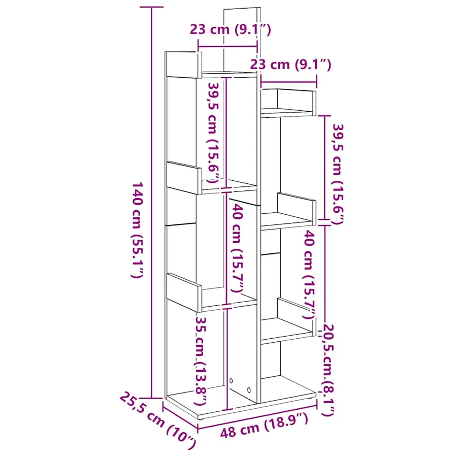 Bibliothèque chêne artisanal 48x25,5x140 cm bois d'ingénierie - 10