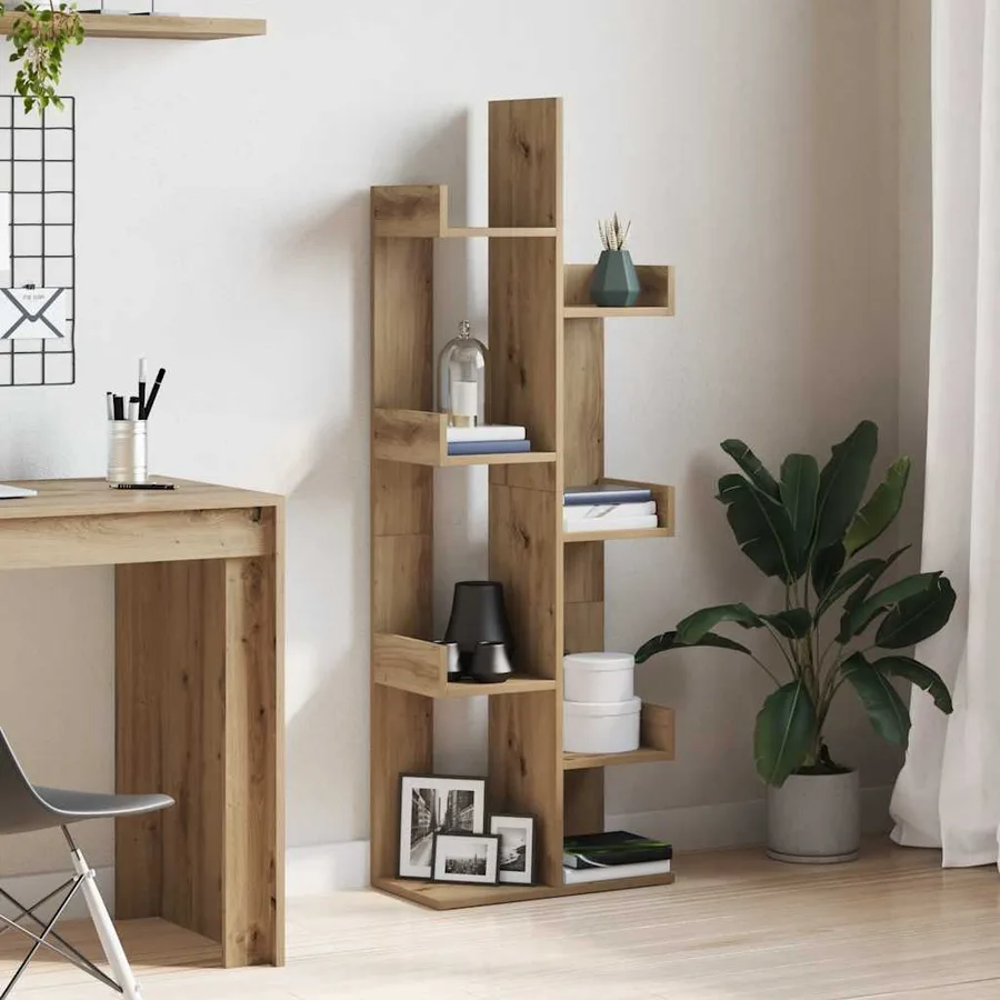 Bibliothèque chêne artisanal 48x25,5x140 cm bois d'ingénierie - 3