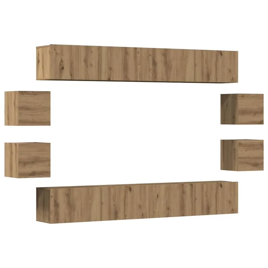 Ensemble de meuble TV mural 8 pcs chêne artisanal - 2