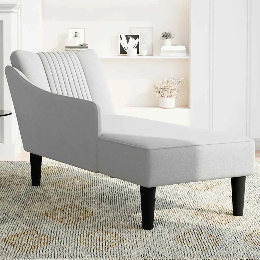 Fauteuil long avec accoudoir droit gris nuage tissu - 3