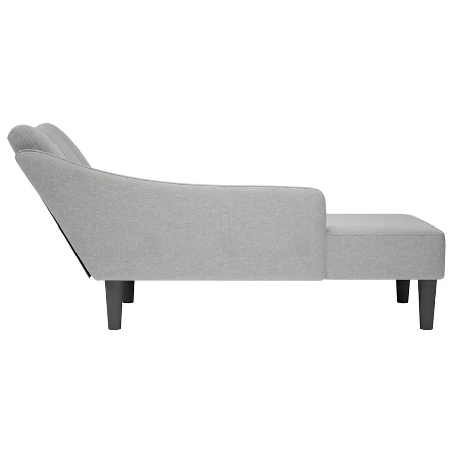 Fauteuil long avec accoudoir droit gris nuage tissu - 5